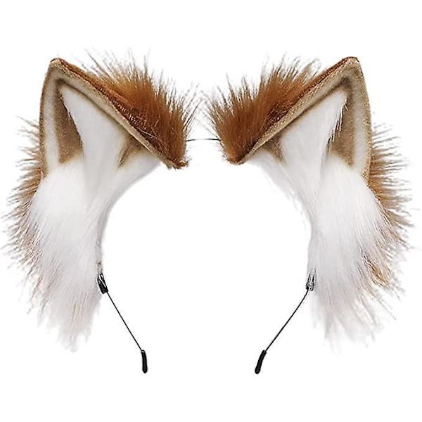 Håndlaget Rev Ulv Katt Øre Hodebånd Unisex Søt Maskerade Fest Halloween Kostyme Tilbehør
