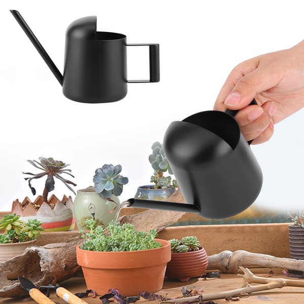 300 ml sort vandkande i rustfrit stål til indendørs og udendørs planter med lang tud