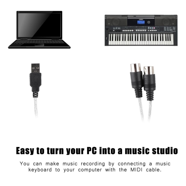 MIDI till USB kabelomvandlare MIDI-gränssnittsadapter Sladd Keyboard Musikredigeringslinje