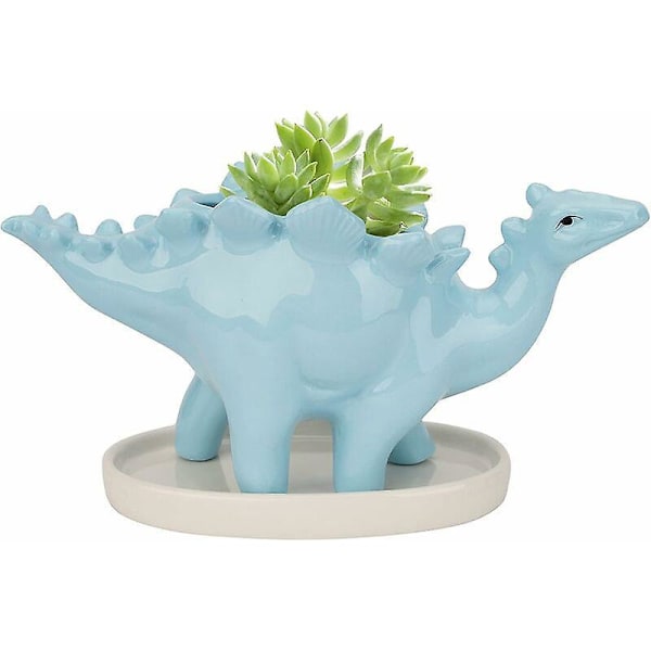 Keraaminen mehikasvien ruukku, dinosaurusruukku, kaktuskukkaruukku aluslautasella, mini söpö eläin keraaminen ruukku kotiin toimistoon puutarhan koristeluun