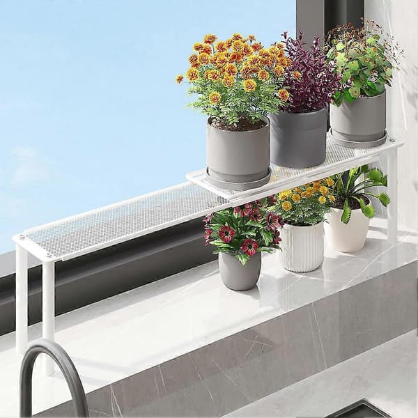 Expandable Window Shelf for Plants, Sink Organizer, Stackable Slim Shelves, Kitchen Counter