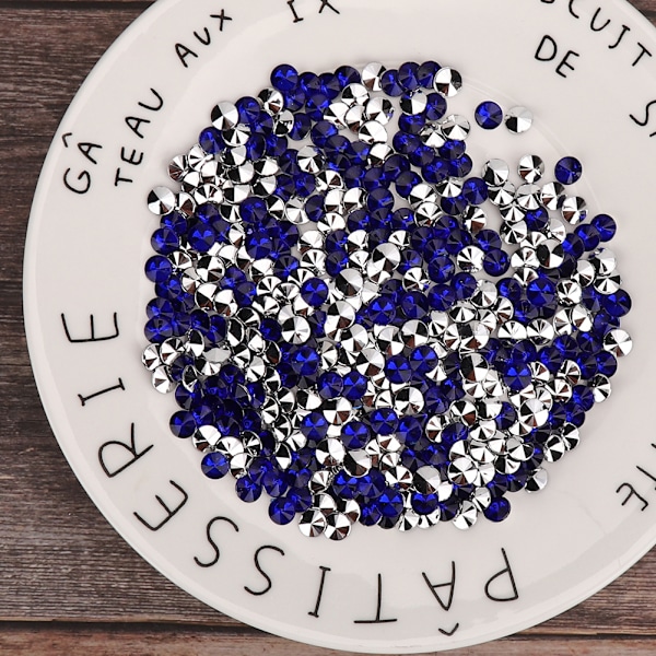 1000 st 8 mm Strass Stenar Silverpläterad Botten Akryl Diamant för Bröllop DIY Naglar Skönhet Dekoration Royalblå