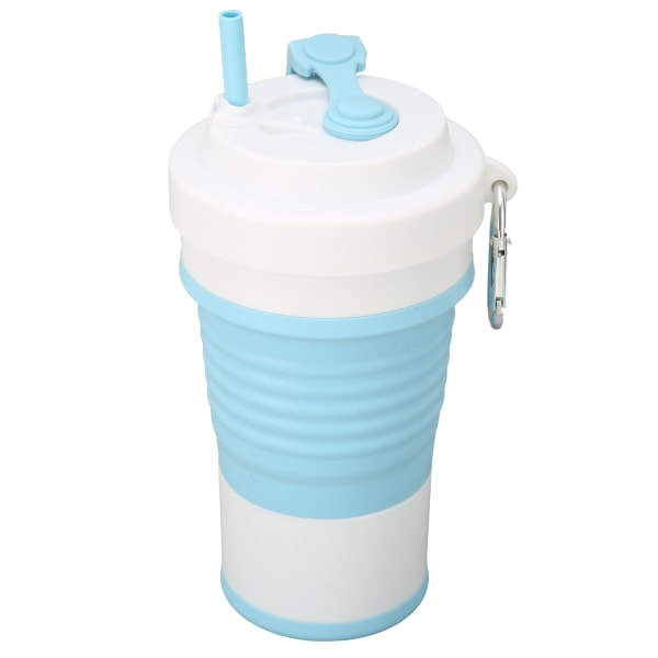 Hopfällbara kaffekoppar Bärbara silikon Hopfällbara dricksvattenkoppar för utomhusvandringsresor 750MLVit Blå