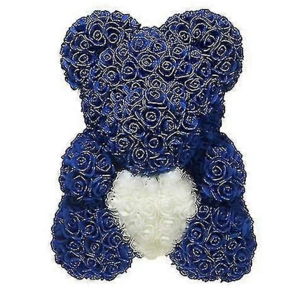 Dropshipping 40cm Ruusu Karhu Sydän Keinotekoinen Kukka Ruusu Nallekarhu Naisille Ystävänpäivä Häät Syntymäpäivä Joululahja Syvänsininen WH 25CM