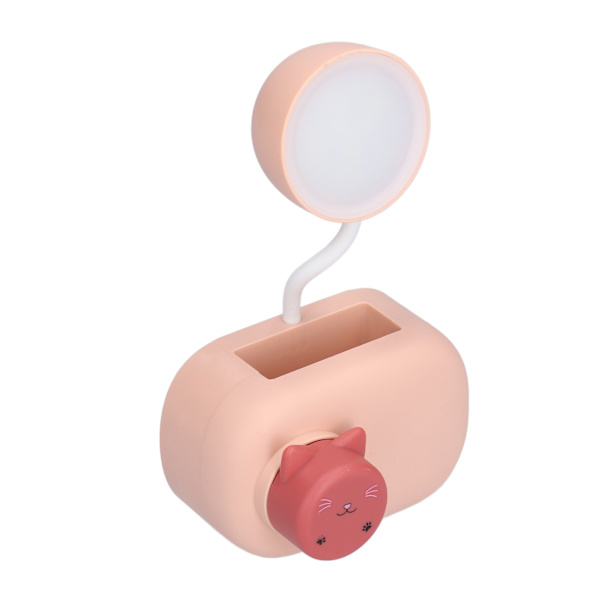 Skrivbordslampa tecknad katt multifunktionell LED-skrivbordslampa med pennvässare USB-kabel för studierum sovrum kontor presentrosa