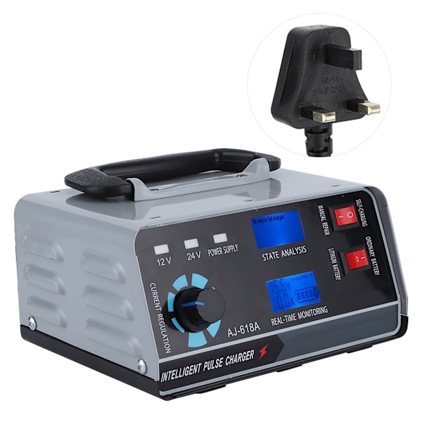 Automatisk bilbatteriladdare Smart Pulse Reparationsladdning W/LED-display 400W 12V/24VUK-kontakt