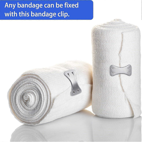 50 Stycken Bandageklämmor Endast Bandagelindningsklämmor Bandage Metallklämmor Aluminium Bandagenålar med Plastförvaringslåda Utbytbar Lindningsfästklämma för