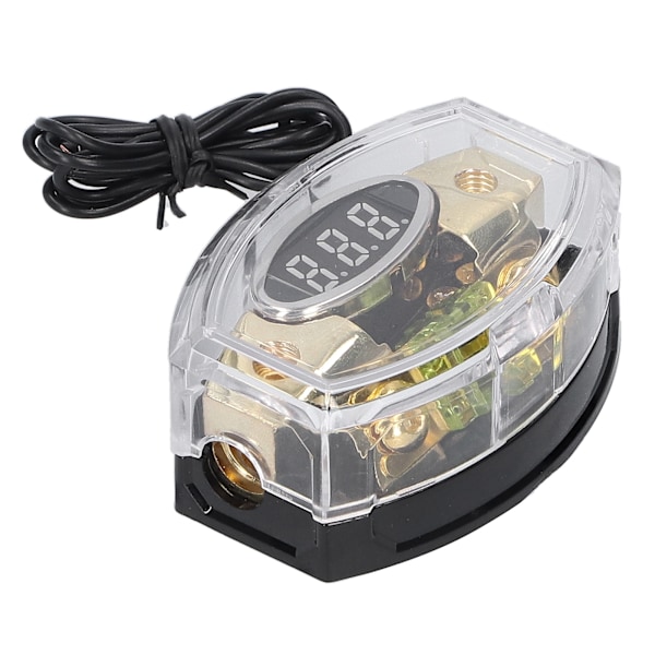1 inn 1 ut bilsikringholderboks digital spenningsdisplay 4/6/8GA med 100A sikring for bil yacht stereo lyd