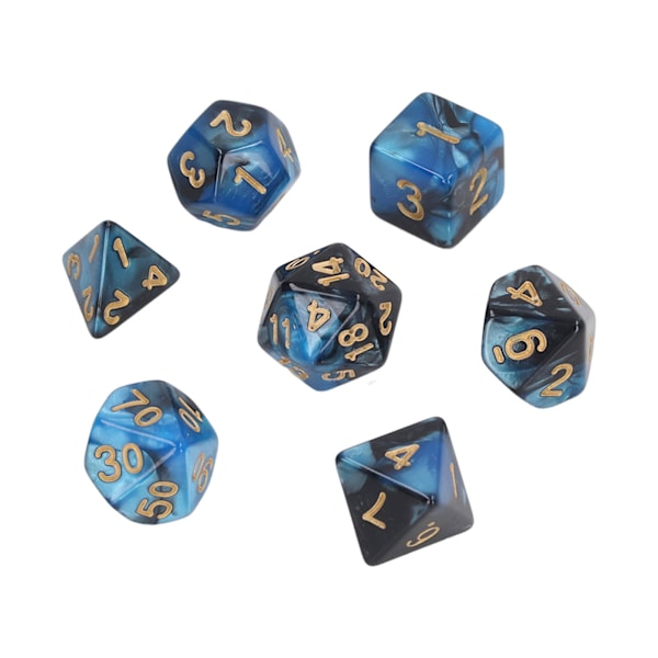 4 set plast polyhedral tärningar lärande polyhedral tärningskuber med tydliga guldnummer för matematikundervisning brädspel blå
