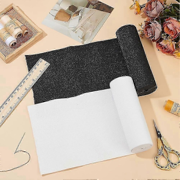 6 tum bred svart och vit elastisk band 4-yard platt stretch elastisk band kraftig stretch stickning för DIY sömnadsprojekt midjebandstillverkning
