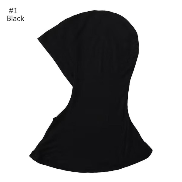 Justerbart sort muslimsk tørklæde til kvinder - halsbetræk og hijab indre knoglebetræk Hovedbeklædning