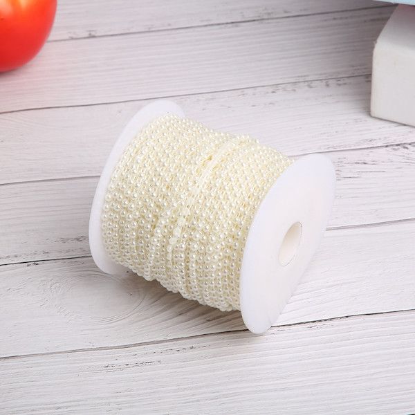 4mm 50m Imiterad pärlsträng Konstgjorda pärlor Tillbehör DIY Bukett Kläder Material