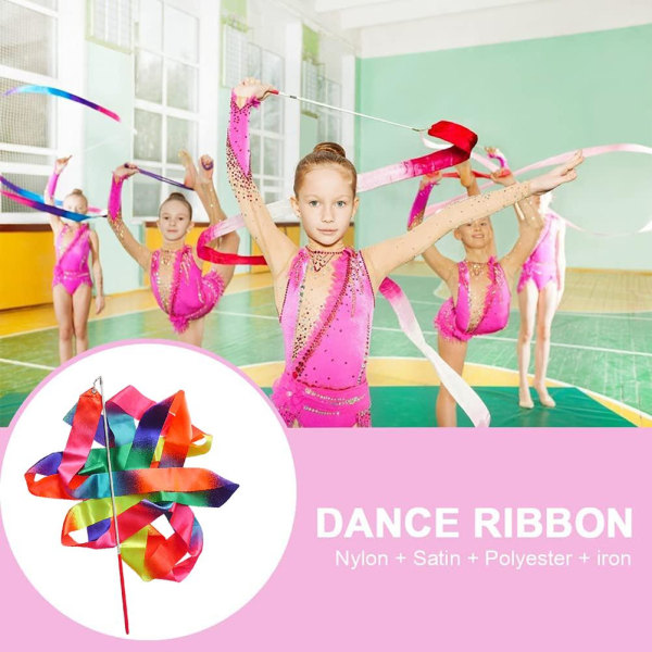 4m Børn Dans Gymnastik Silke Band tryllestave Gradient Farve Rytmisk Kunstnerisk Ballet Twirling Silke Bands til Børn Kunstnerisk Dans