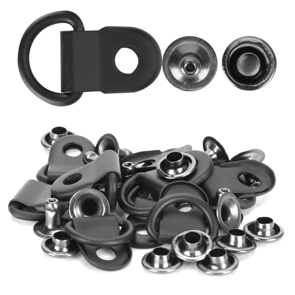 100 sæt snørebåndskrog D-ring øjespænde messing sko læder DIY nitteværktøj mat sort 9x14mm