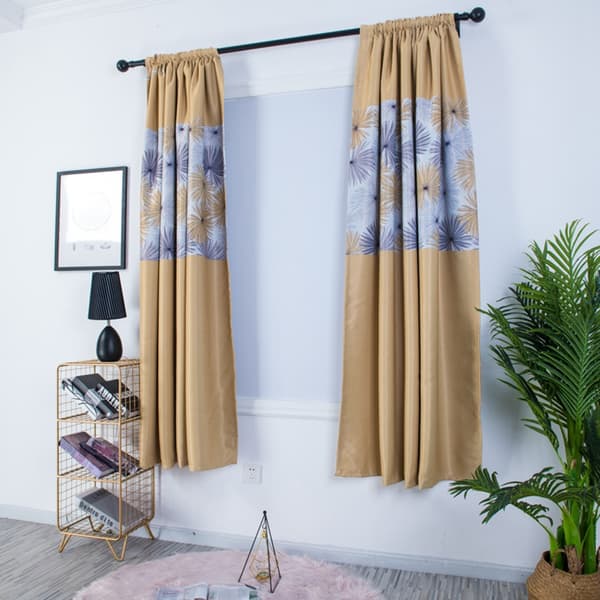Chrysanthemum-mönstrade gardiner för vardagsrum och sovrum i polyester, gula