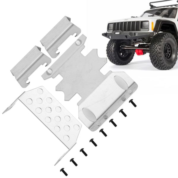 4 stk/sett Rustfritt stål Chassis Armors Protection Skid Plate Passer til Axial SCX10 II 90046 90047 90059 90060