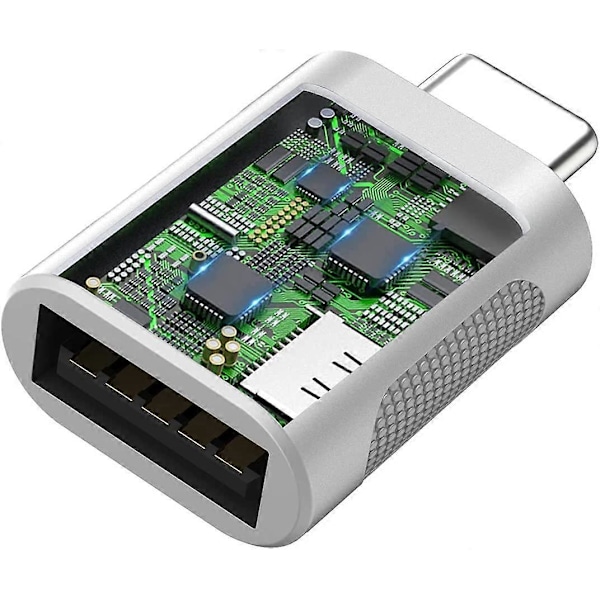 USB C till USB (2-pack), USB-C till USB 3.0 Adapter, USB Typ-C till USB Adapter, USB Hona OTG Adapter för MacBook Pro (Silver)