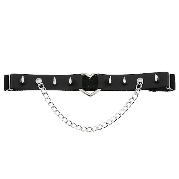2 stk. Gothic Hjerte Elastisk Strømpebånd Justerbar Høj Elasticitet Punk Stil Nitter Design