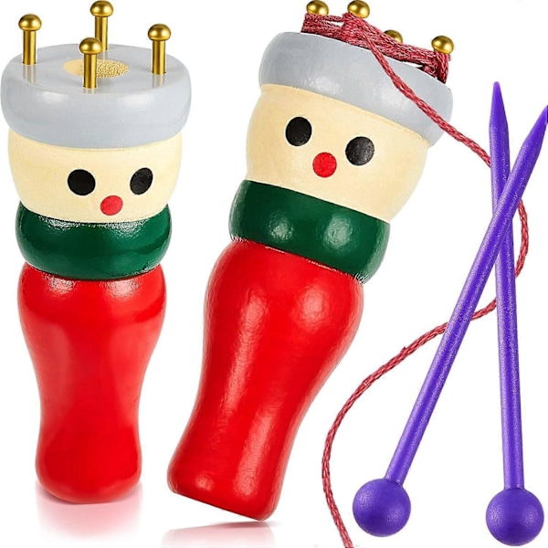 2 Set Stickningsdocka Trä Fransk Stickare Söt Praktisk Första Stickningsspole för Barn Vuxna