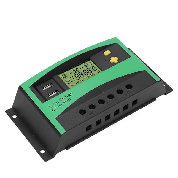 Solcelleladningsregulator PWM-panelregulator 12V 24V 30A med 2 USB 5V-udgange RV-bådforsyninger