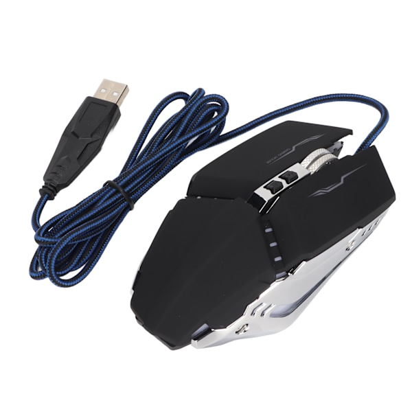 Gamingmus med optisk motor, anpassad programmering, metallmålningsprocess, hålslagningsprocess, USB-kabelmus