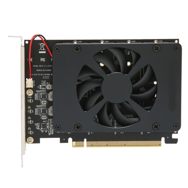 M.2 PCIE Adapter PCIe 4.0 X16 til 4 Port M.2 NVMe med kjølevifte NVME Raid Card 4x32Gbps M.2 SSD Adapter for Windows