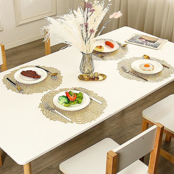 Blossom Floral -prässätty vinyylinen pyöreä pöytätabletti, 38 cm - Kulta ja hopea (2 kpl)