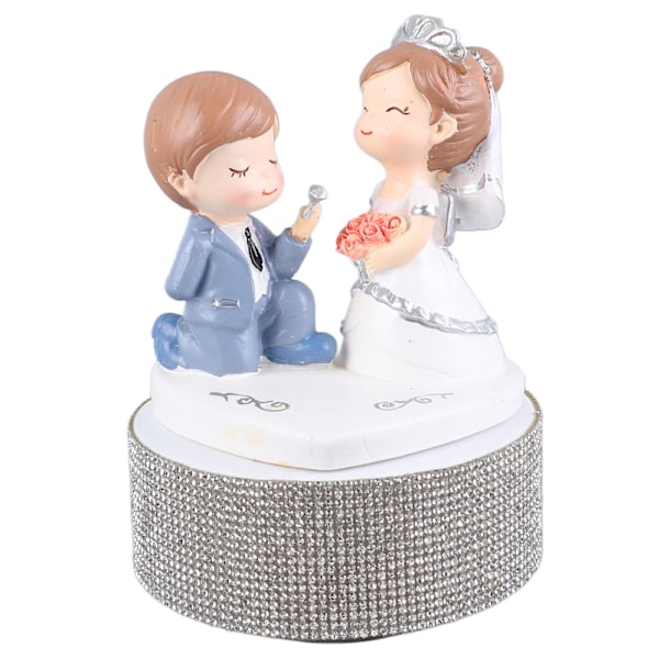 Romantic Couple Rotating Music Box Resin Exquisite Decorative Couple Doll Music Box for Wife Girlfriend Proposal