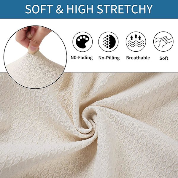 Avtagbar matstolöverdrag med hög stretch, tvättbar sitsöverdrag - Beige