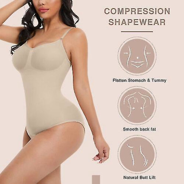 Sømløs fast mavekontrol Kvindernes heldragt slankende body 2XL teint