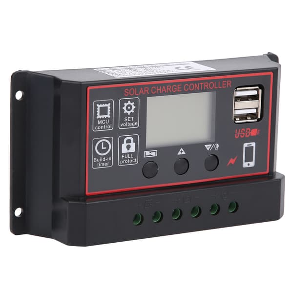 Solcellelader Fotovoltaisk Instrumentkontroller USB5V Digital Skjerm Solenergi Regulator