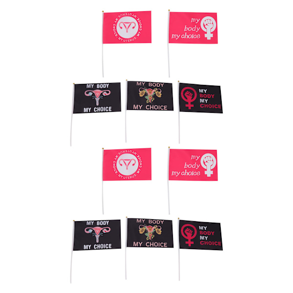 10-pack kvinnors rättigheter protestflagga set polyester trädgårdsdekoration flagga med flaggstänger för gårdar typ B