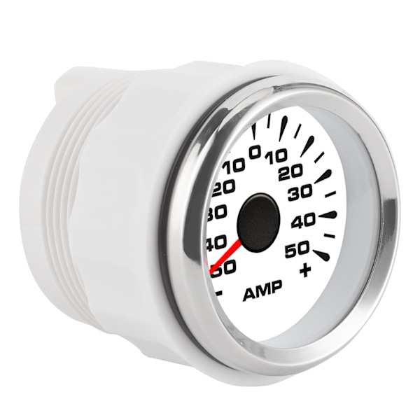 50A Amperemeter AMP-måler LCD-skjerm Stepper Motor Ampere Meter IP67 Vanntett Universal Hvit Skive Sølv Ramme