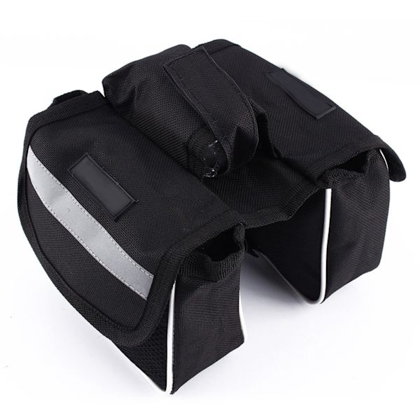 Cykel Cykel Cykelstel Pannier Sadel Front Tube Bag Dobbeltsidetaske Sort