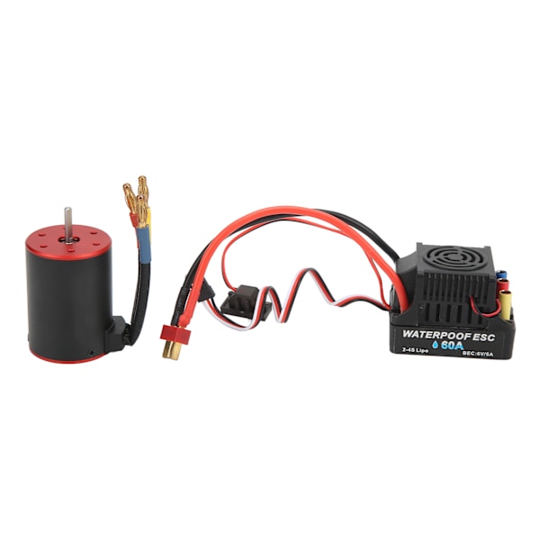 3650‑2300KV Vattentät Borstlös Motor med 60A ESC Programmeringskort 4mm Banankontakthållare för 1/8 1/10 RC Bil