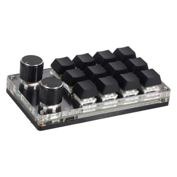 Programmerbart makrotangentbord 2 knoppar blå switch svart 12 tangenter minitangentbord med RGB för kontorsspel Musikmedia