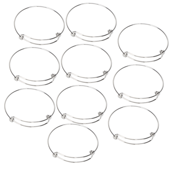 10Pcs Stainless Steel Bangle 1.6mm Adjustable Expandable Coil Bracelet DIY Accessories