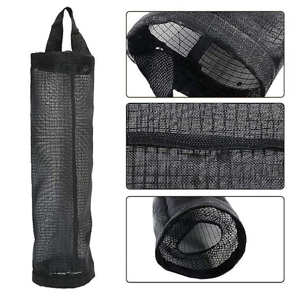 Mesh-pose for handleposer, hengende plastposeholder (Svart, 2 pakker)