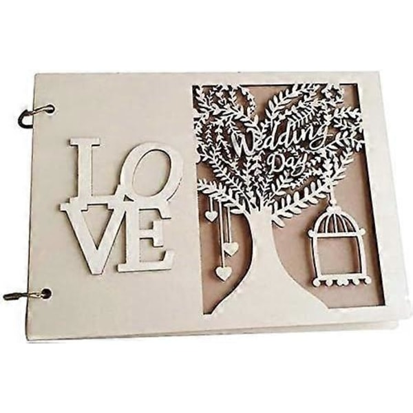 Rustik gästbok i trä för bröllop, förlovning, scrapbooking