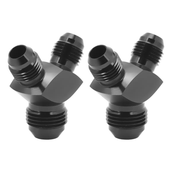 2PCS Y-blockadapterkoppling AN8 till 2AN6 läckagesäker anodiserad svart universal för bränsleslangkoppling
