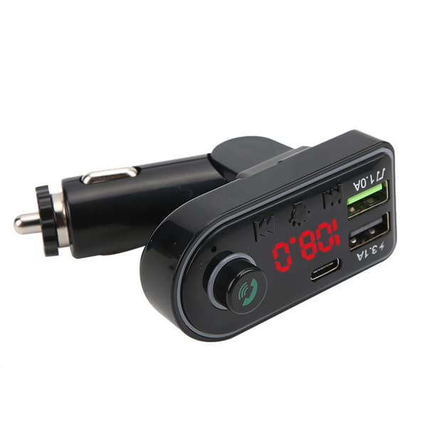 FM-sender MP3 Bluetooth Version 5.0 Digitalt Display Farverig Stemningsbelysning Håndfrit Opkald