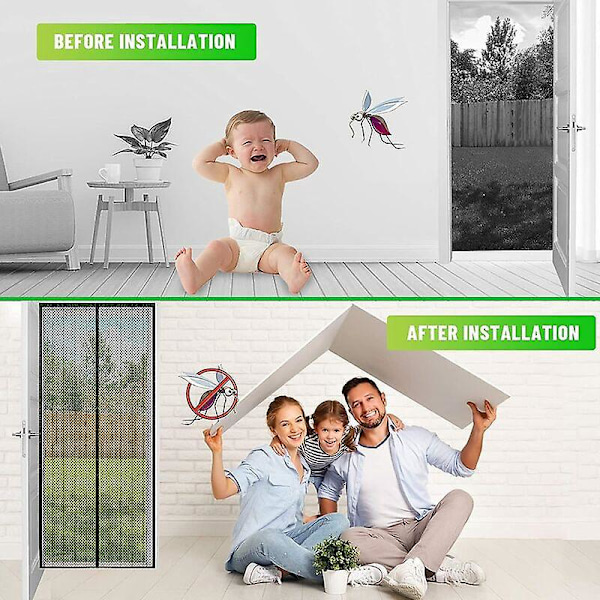 Magnetisk myggenet dør vindue, T-Audace 100x210cm myggenet gardin dør insektnet, myggenet skydedør vindue med magnetisk lukning