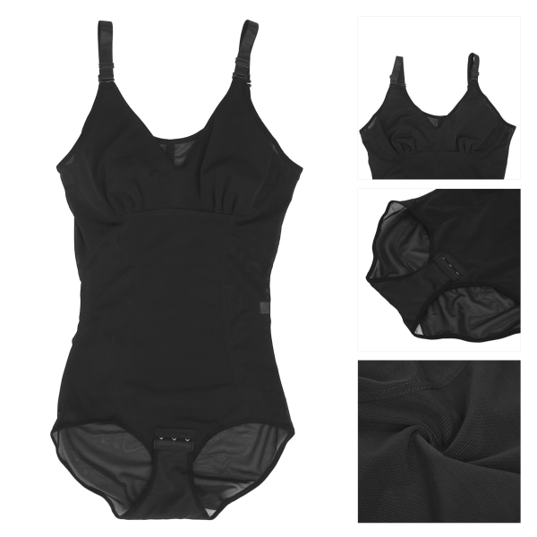 Full Body Dame Shapewear med trådløs BH Slanking Body Shaping Bodysuit (Sort)XXL