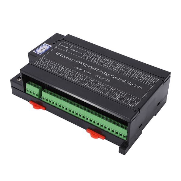 Reläkontrollmodul 15 kanaler RS485 RS232 PLC DO PC UART Seriell Switch Board DC24V