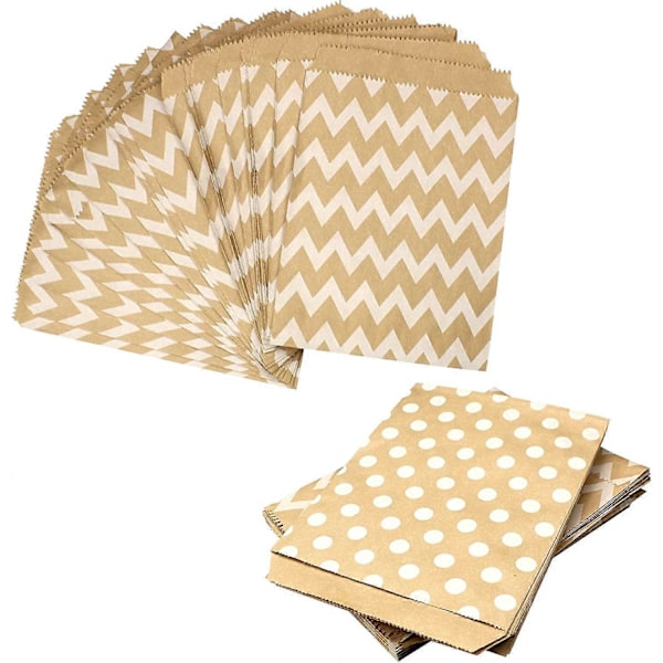 50 st Kraftpapper Matpåsar, Kraftpapperspåsar kakpåsar presentpåsar Godispåsar för Bröllop, Födelsedag, Fest, Årsdag, Halloween, Jul etc