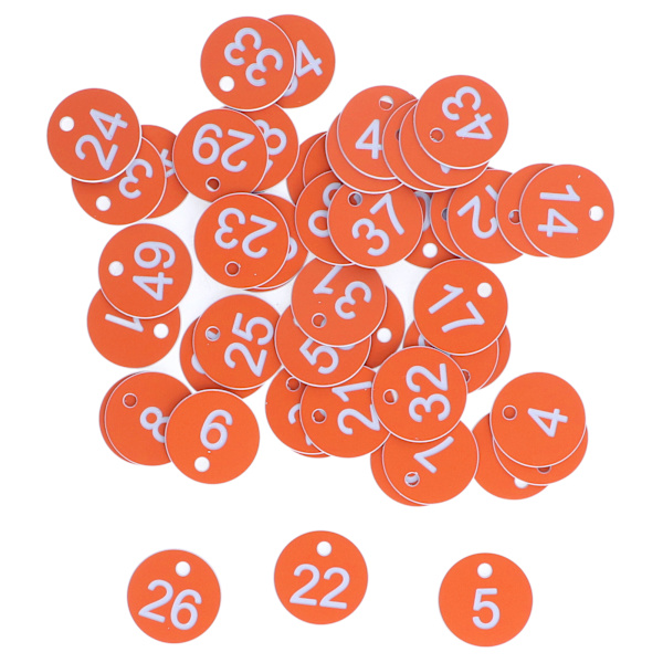 50 stk nummererte etiketter runde enkle vakre bikube-merker avlsutstyr for birøkt dyrehold tall 1 til 50 oransje