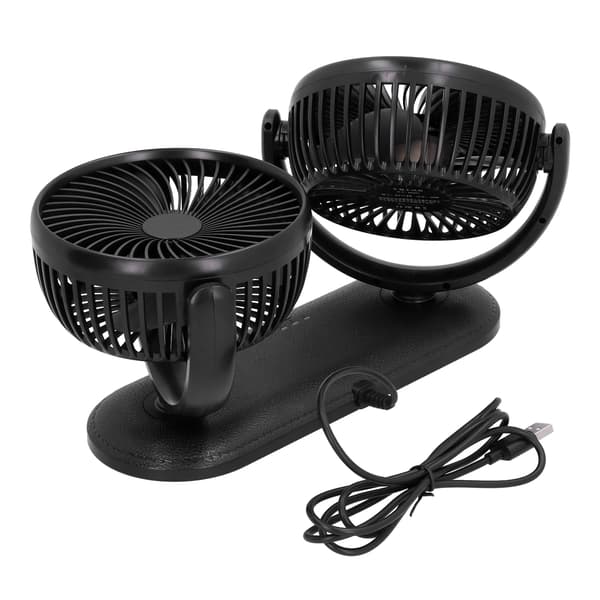 Bil Auto Ventilator 360 Grader Justerbar 3-Niveauer Luftkøling Dobbelt Hoved Lydløs USB Køler DC201