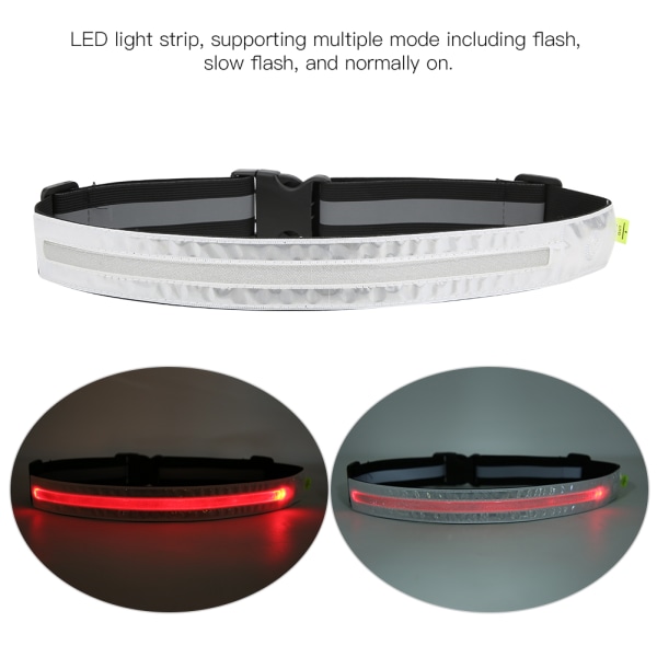 LED Elastisk bælte Nat Lysende Sports Løb Cykling Refleks Sikkerhedstøj Sort