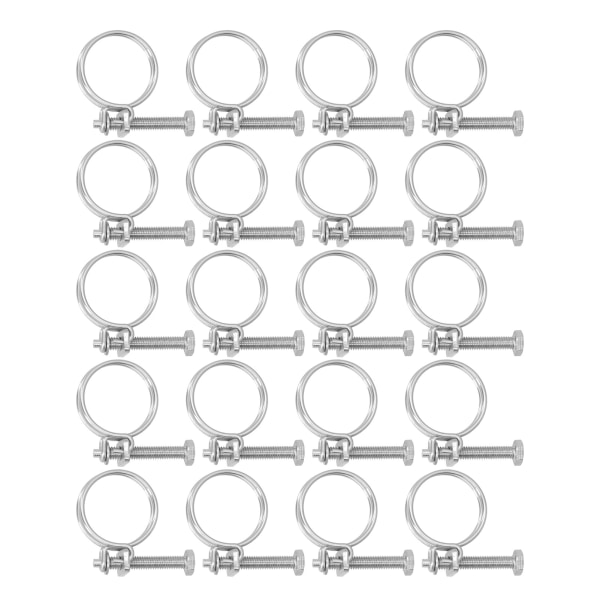 201 Dobbeltråd Slangeklemmer i Rustfritt Stål Anti-Korrosjon Justerbare Slangeklemmer 19-22mm