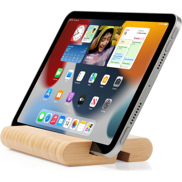 Bambu hållare för surfplattor och mobiltelefoner för stationära datorer, för iPhone, iPad, surfplattor och alla telefoner
